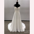 New arrival v neck a line lace up embroidered applique bride dress women gowns wedding dresses